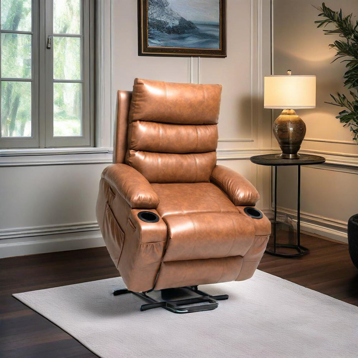 Large Size Electric Power Lift Recliner Chair Sofa With 8 Point Vibration Massage And Lumbar Heat Unique Piece Furniture