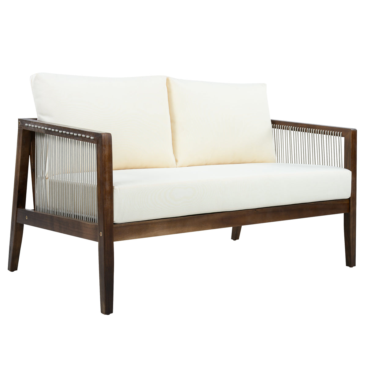 Outdoor 4-Piece Sofa Set, Acacia Wood Frame with Rope Detail HouseOfZazla