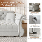 Oversized Chesterfield Pull Out Sofa Bed, Roll Arm Couch With Flower Tufting For Living Room
