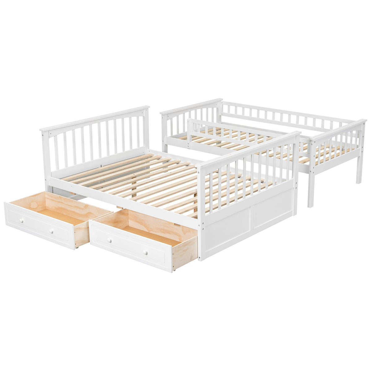 Convertible Storage Bunk Bed with Drawers - Twin Over Full HouseOfZazla