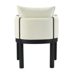 Linen Upholstered Armchair with Black Rubber Wood Legs