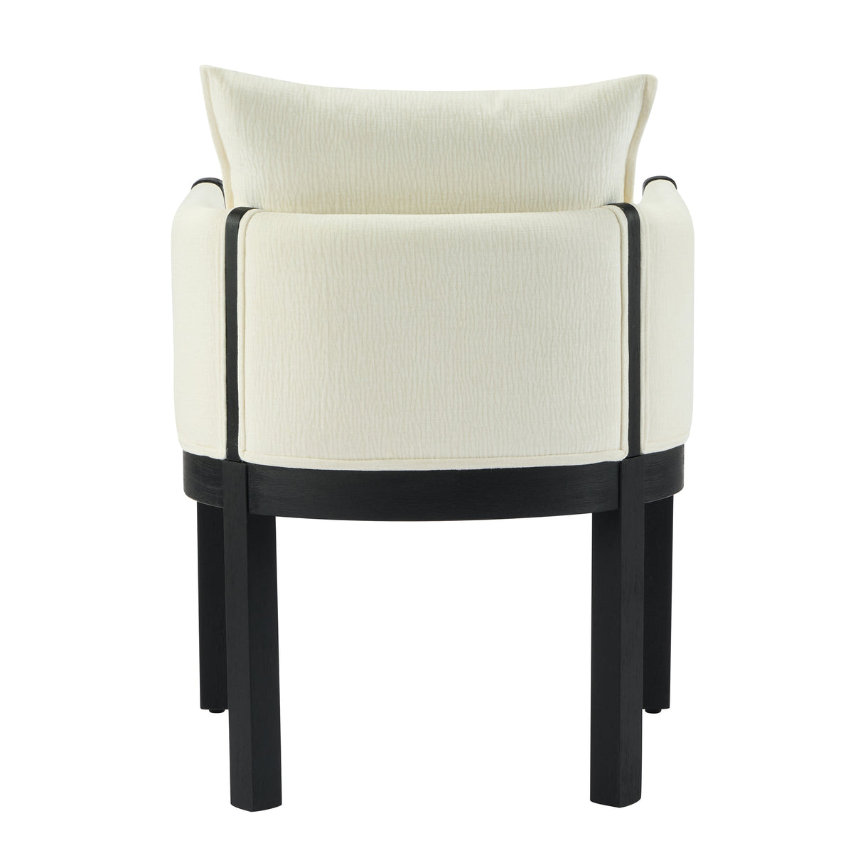 Linen Upholstered Armchair with Black Rubber Wood Legs - White HouseOfZazla