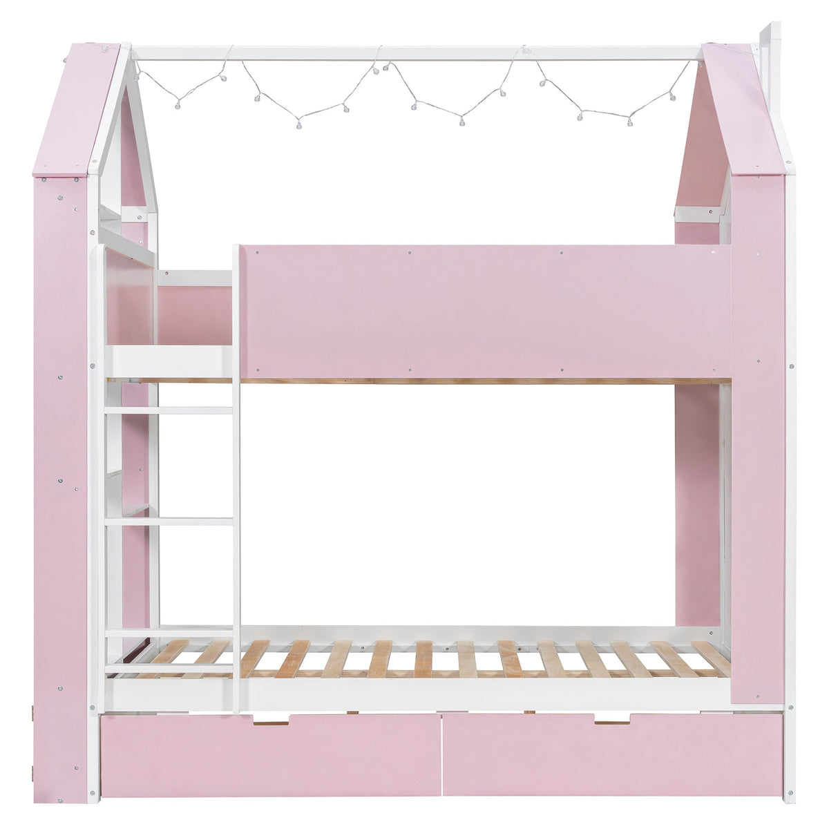 Full Size Bunk Bed with Storage Drawers & Shelves