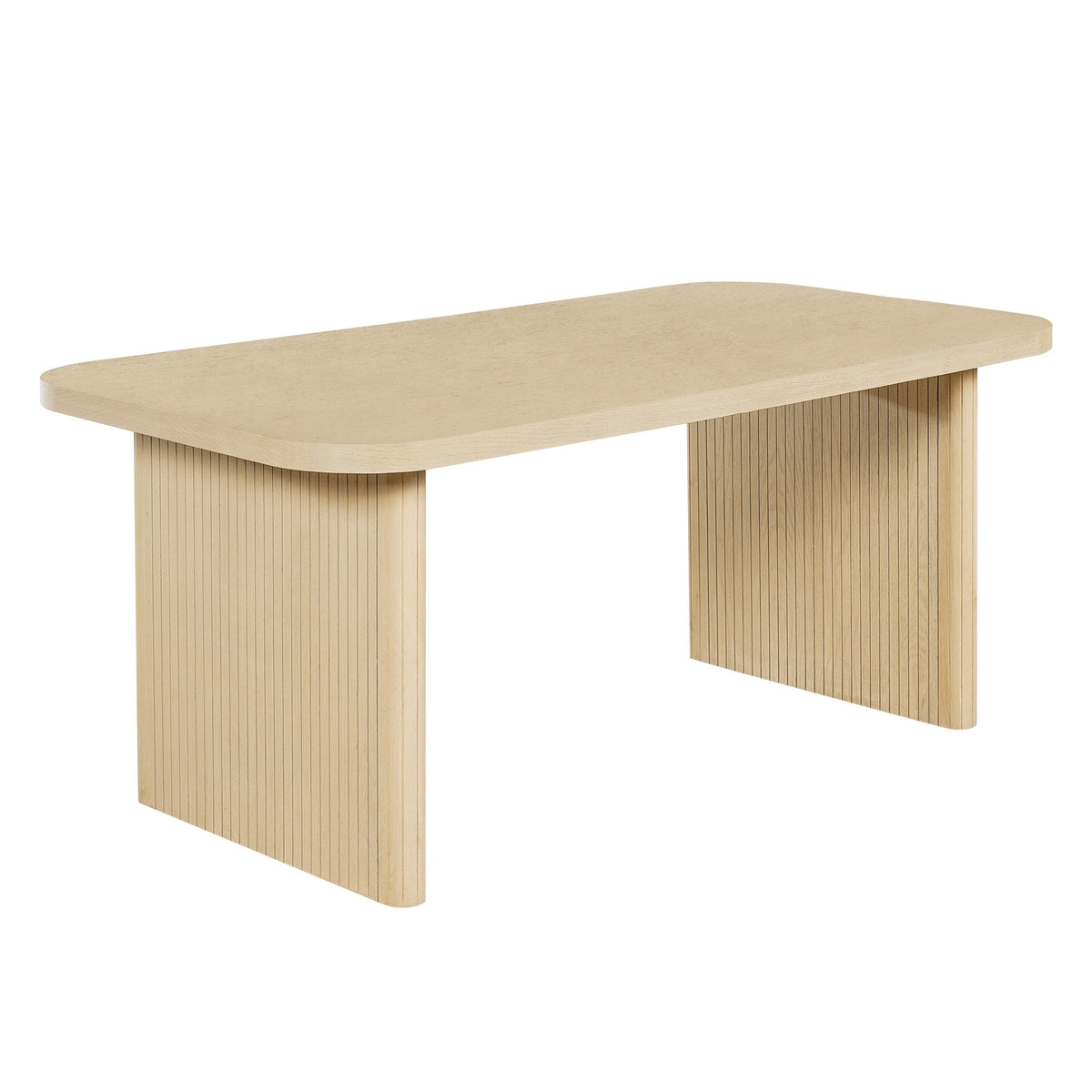 Natural Oak Veneer Dining Table with Fluted Rubber Wood Legs - Natural Oak HouseOfZazla