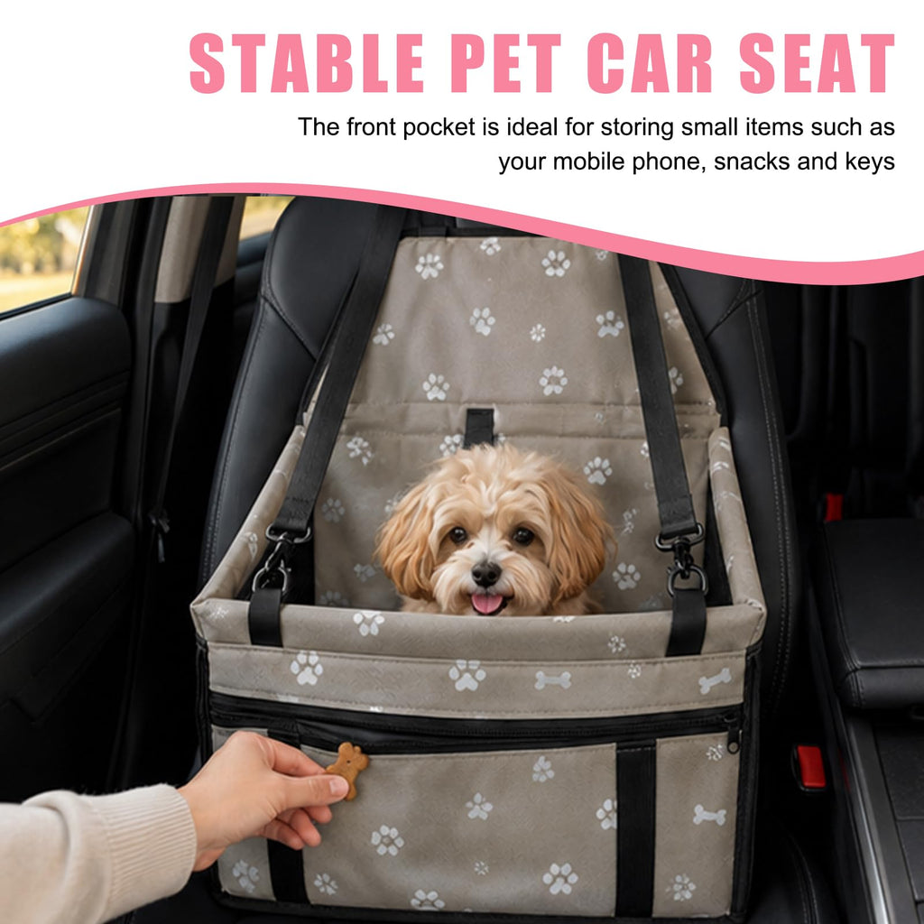 Pet Car Seat, Breathable Foldable Cat Dog Car Booster Seat With Safety Leash & Mesh Window, Waterproof Oxford Cloth Vehicle Travel Basket For Small Medium Dogs & Cats