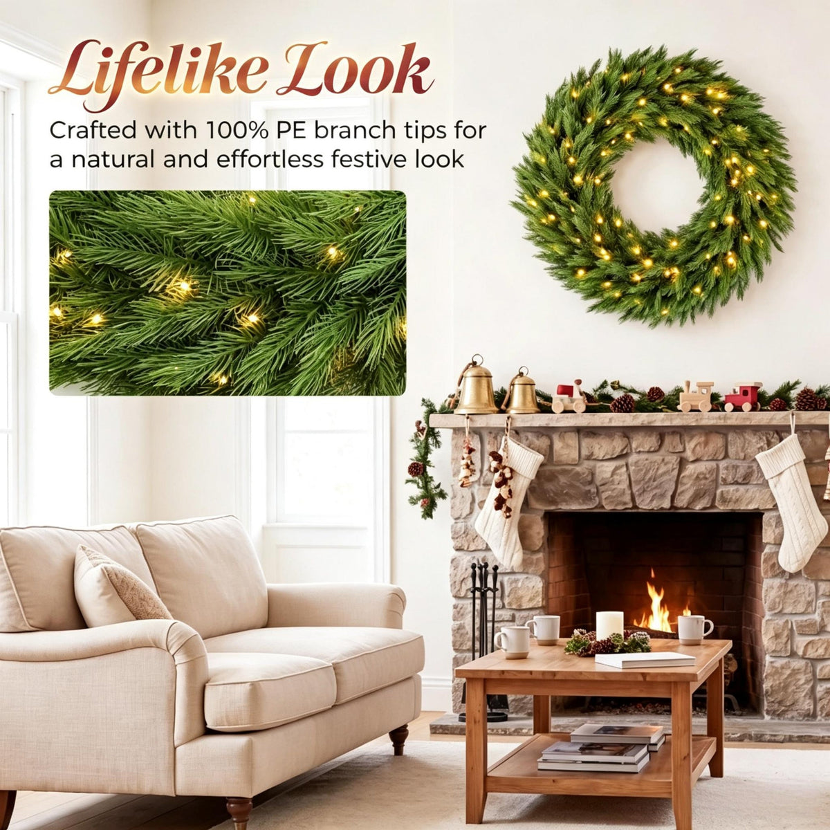 36 in Pre-Lit Norwegian Spruce Christmas Wreath HouseOfZazla