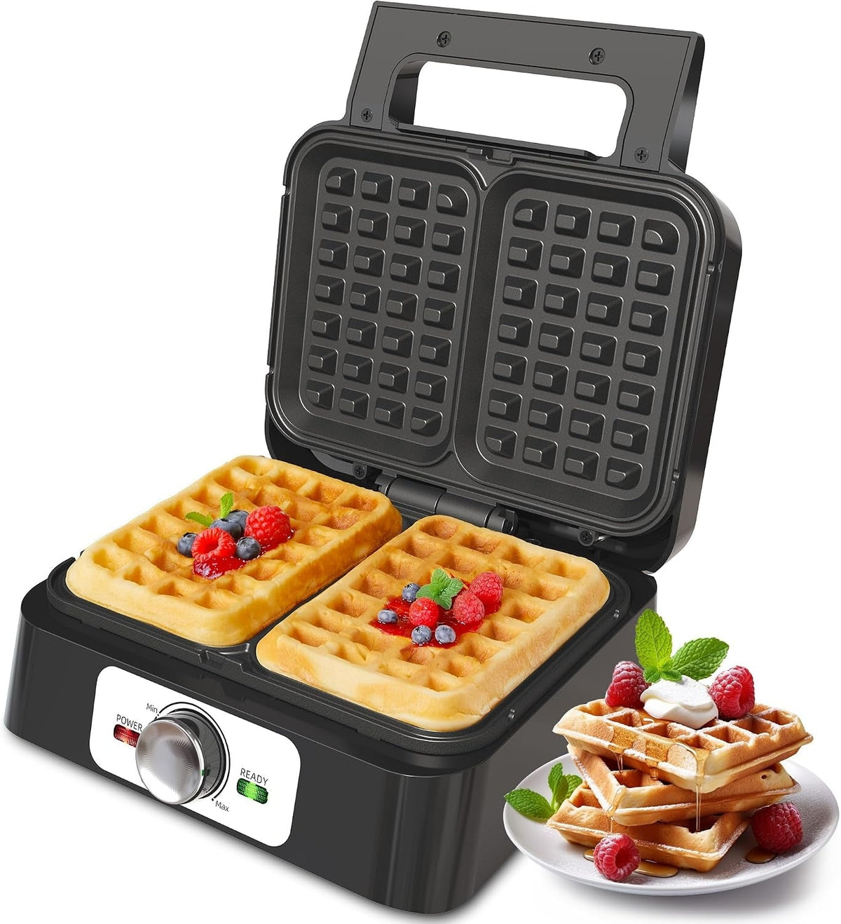 Belgian Waffle Iron - 2 Slices, Electric Waffle Maker HouseOfZazla