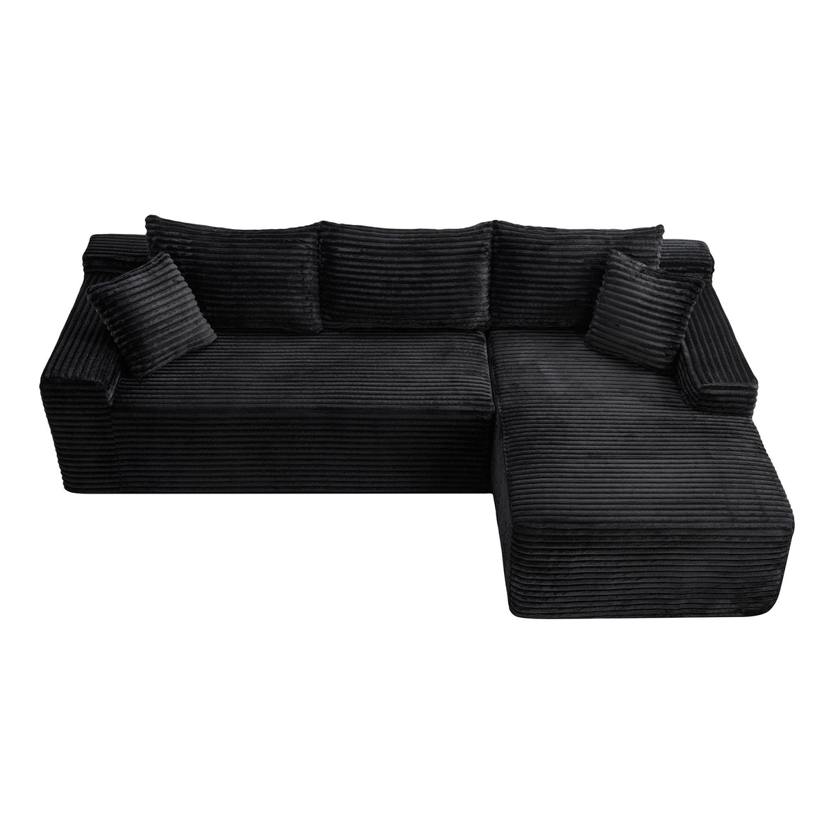 Corduroy Sectional Sofa with L-Shape Chaise - 106.3" Cloud Modular in Charcoal HouseOfZazla