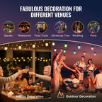 RGB Outdoor String Lights - 50FT Waterproof Patio Lights