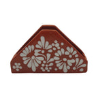 Brown & White Talavera Napkin Holder | Floral Glazed Design
