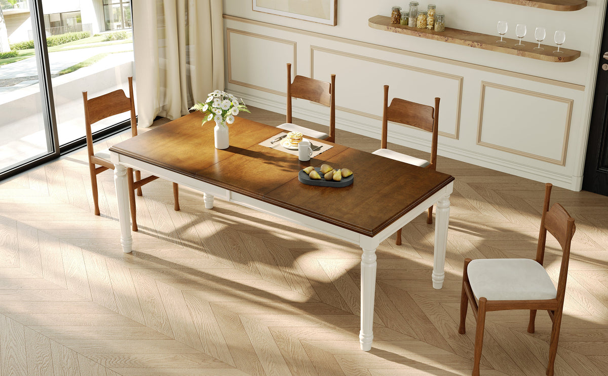 Traditional Rectangular Dining Table with Solid Wood Base - Natural Finish HouseOfZazla