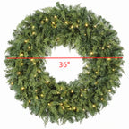 36-Inch Pre-Lit Crestwood Spruce Artificial Christmas Wreath
