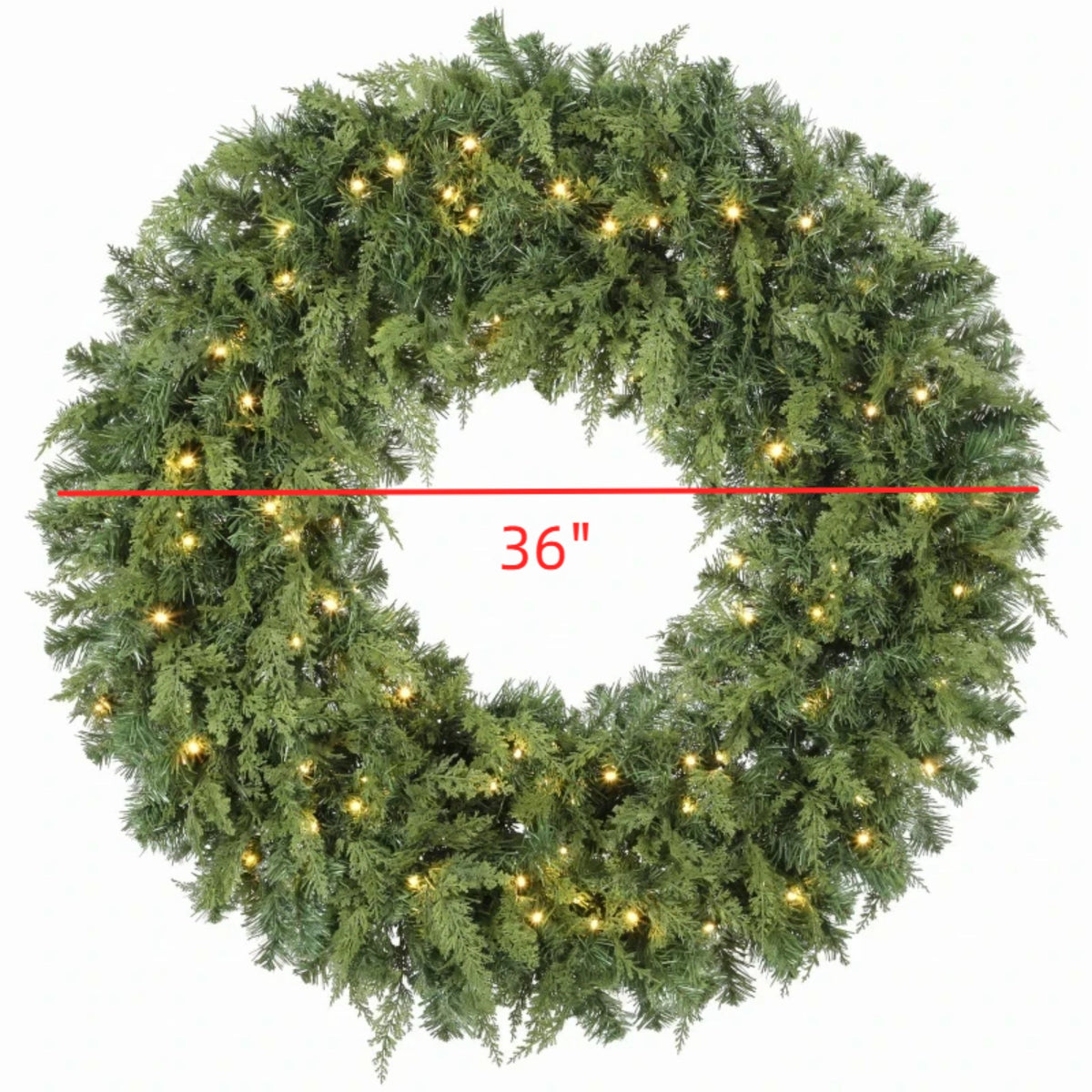 36-Inch Pre-Lit Crestwood Spruce Artificial Christmas Wreath with LED Lights - Green HouseOfZazla