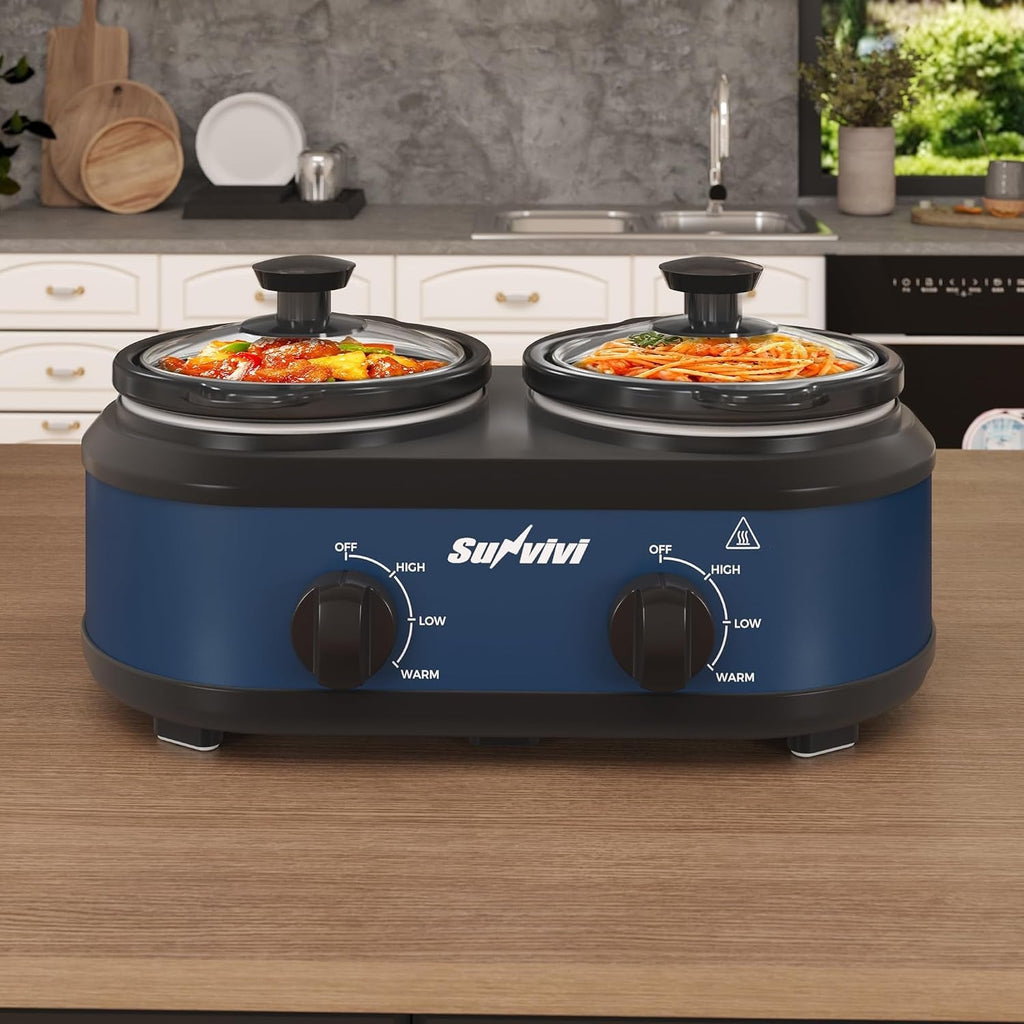 Double Slow Cooker with 2 Removable Pots