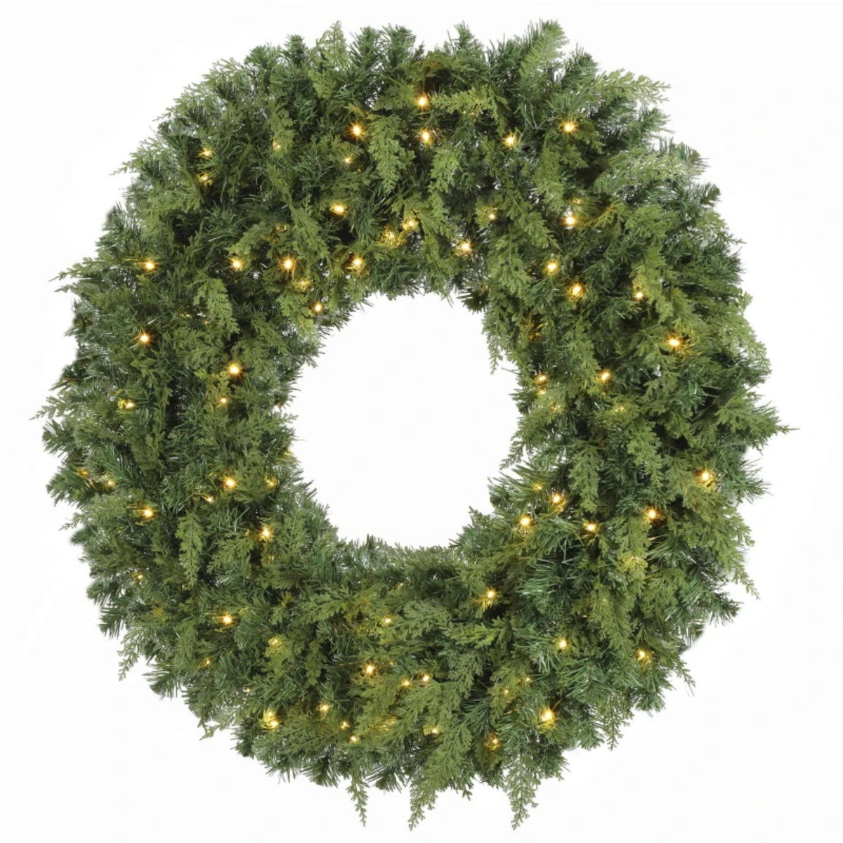 48-Inch Pre-Lit Crestwood Spruce Artificial Christmas Wreath with 8 Lighting Modes - Green HouseOfZazla