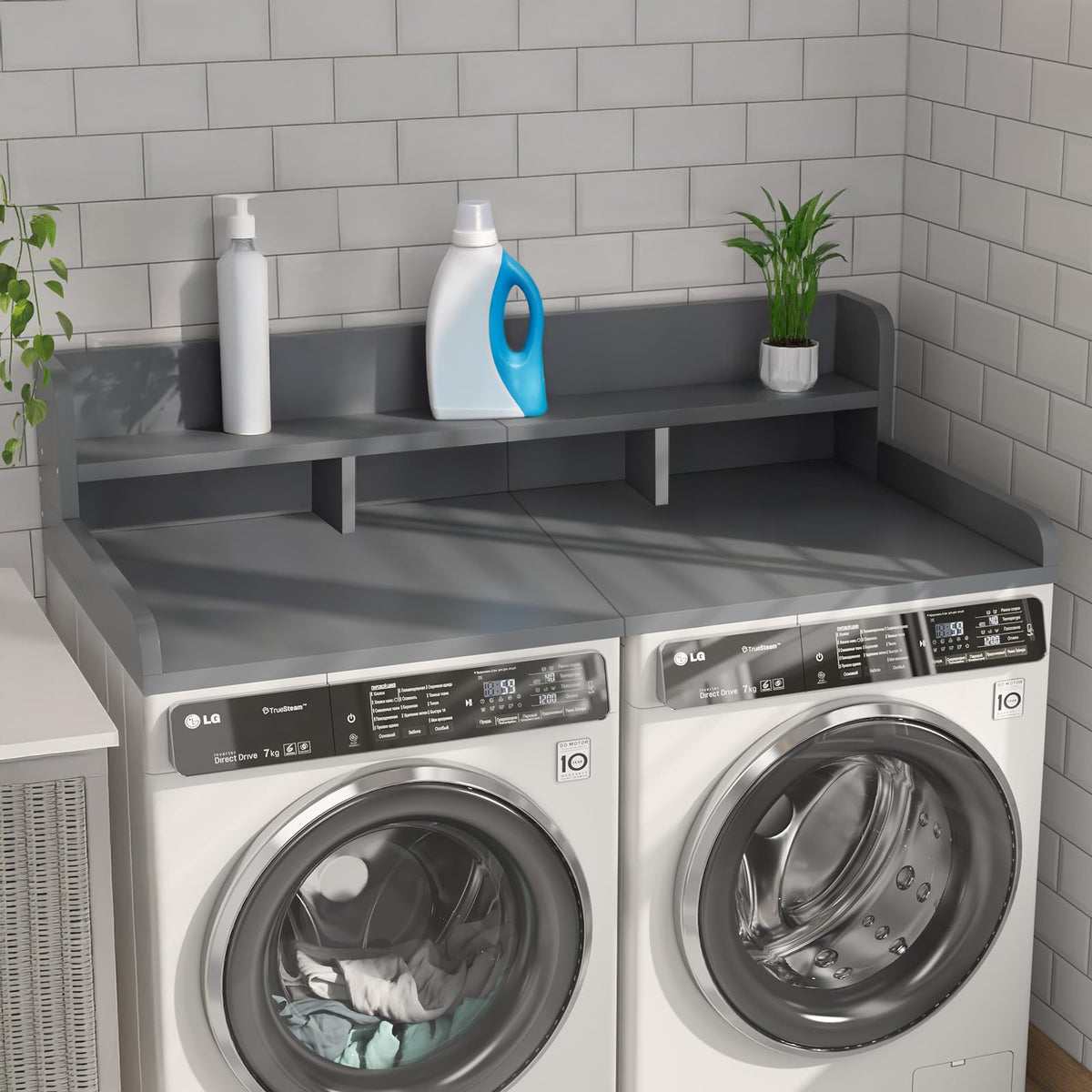 Gray Washer Dryer Countertop with Waterproof MDF and Non-slip Pads HouseOfZazla