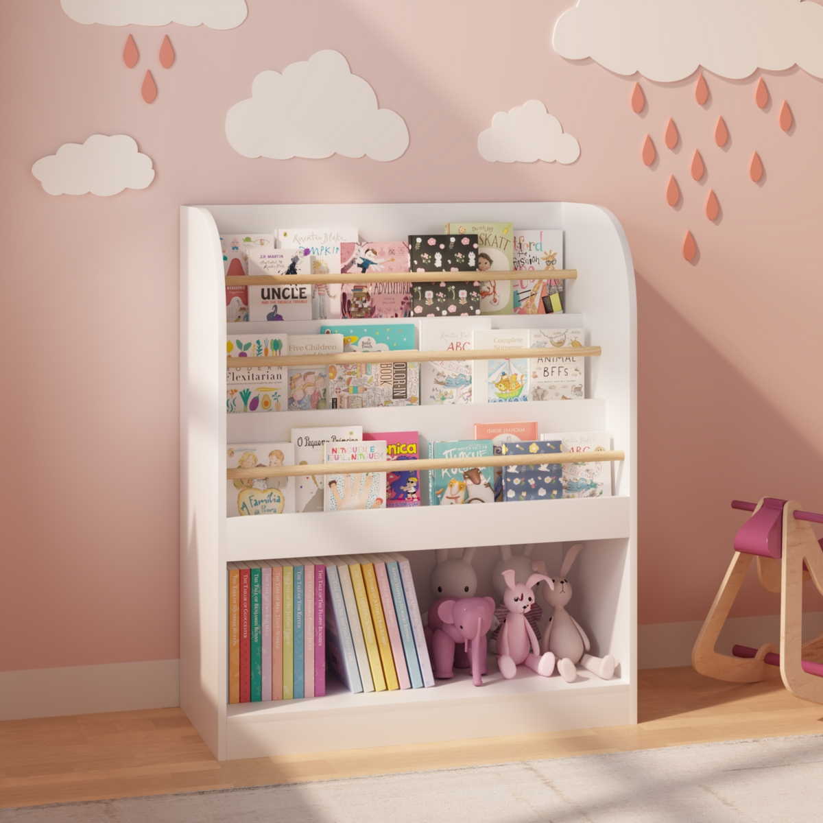 Kids Bookshelf with Open Storage - Multi-Tier Bookcase HouseOfZazla