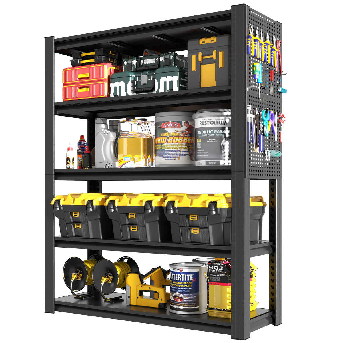 Adjustable Heavy-Duty Metal Shelving Unit – 78"H, 5-Tier