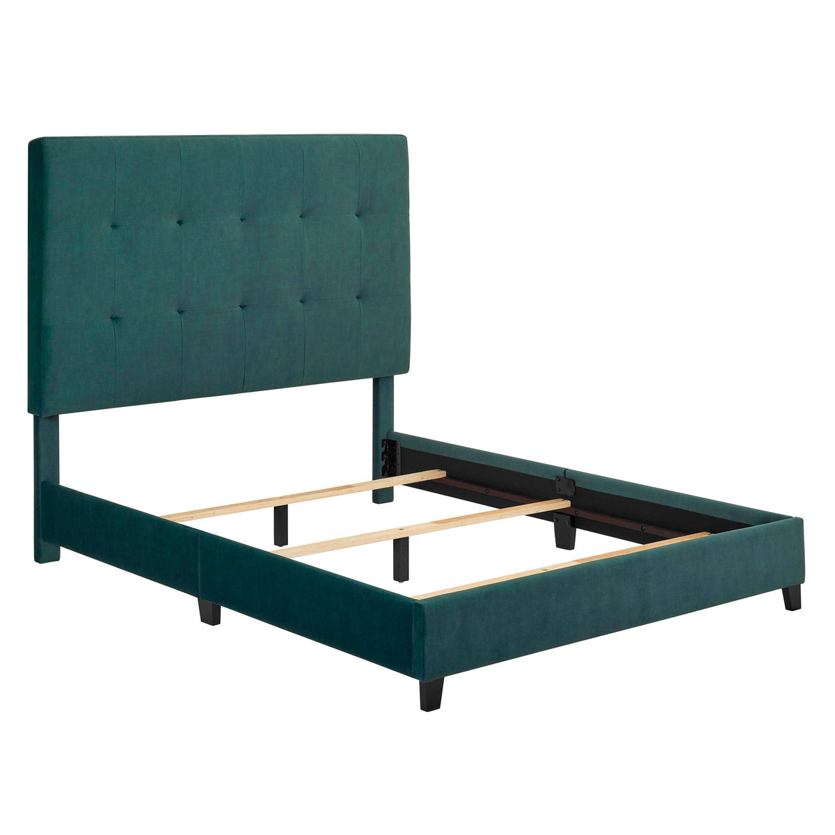Tufted Upholstered Headboard Platform Bed with Padded Headboard - Queen, Beige or Dark Green HouseOfZazla