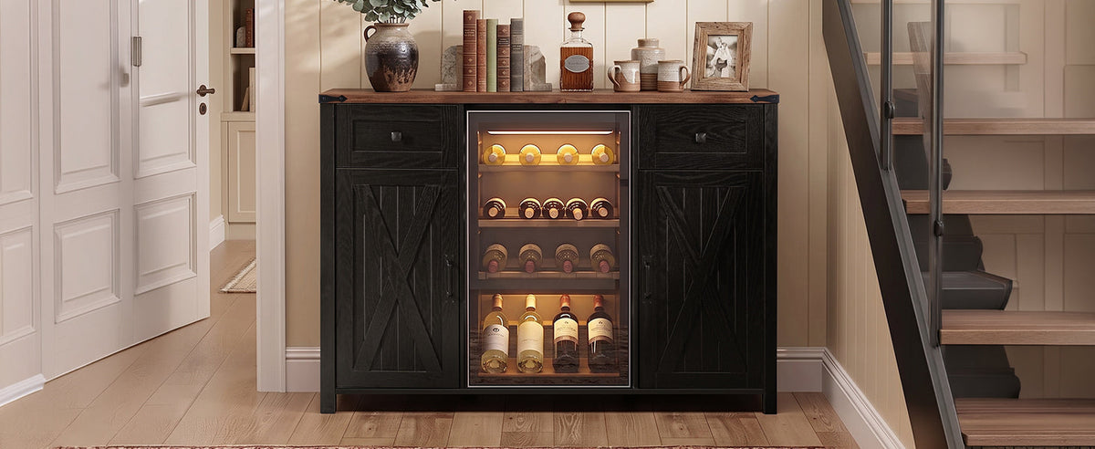 K&K 53.2" Farmhouse Fridge Cabinet