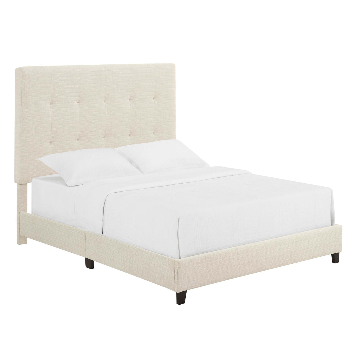 Tufted Upholstered Headboard Platform Bed with Padded Headboard - Queen, Beige or Dark Green HouseOfZazla