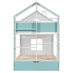 Full Size Bunk Bed with Storage Drawers & Shelves