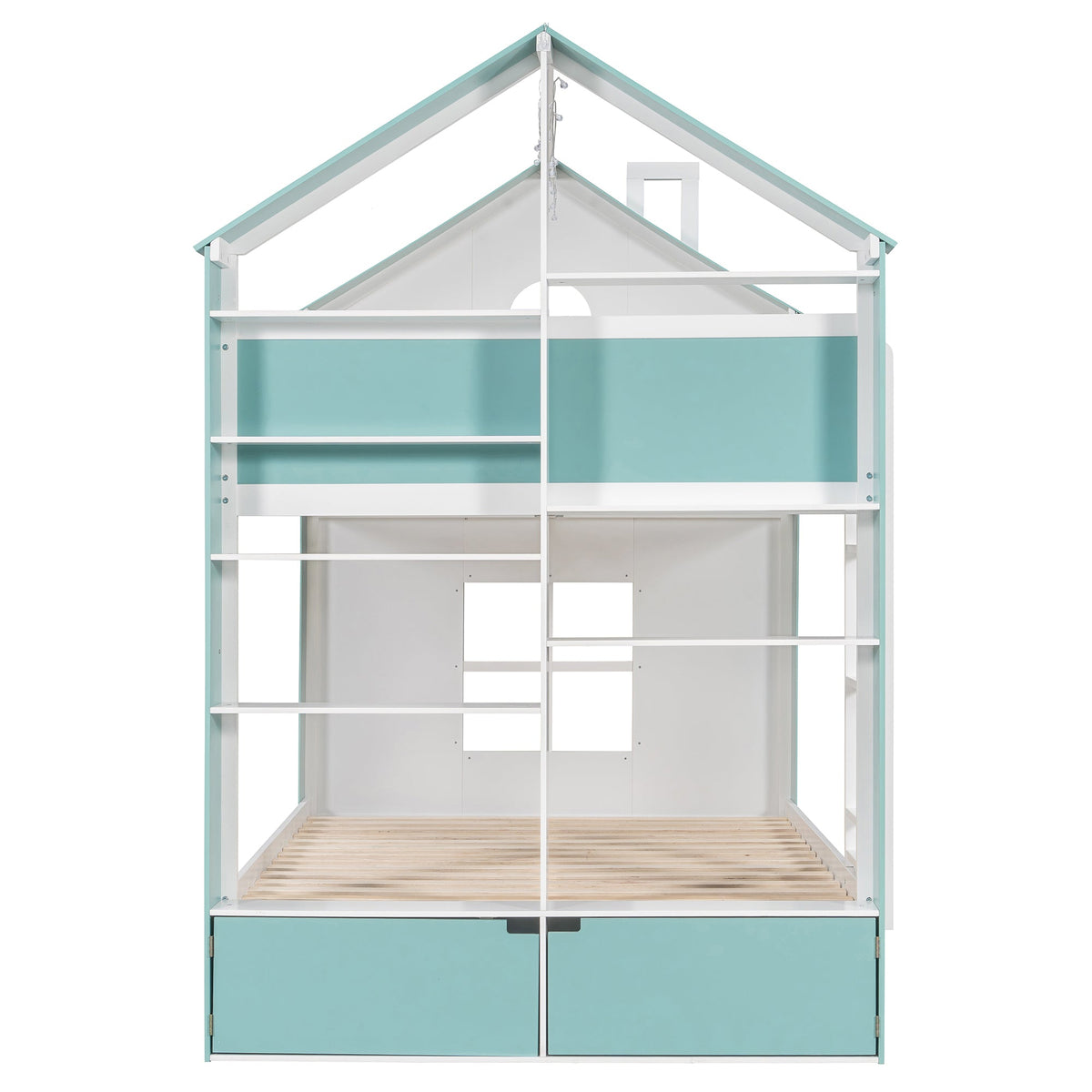 Full Size Bunk Bed with Storage Drawers & Shelves HouseOfZazla