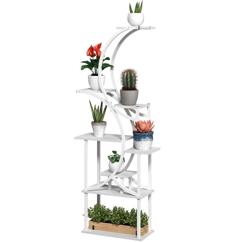 White S-Shaped Plant Stand with 8 Tiers - White HouseOfZazla