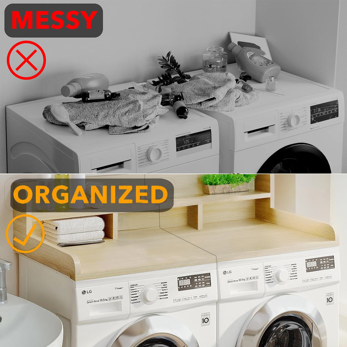 Washer Dryer Countertop with Non-slip Pads - Oak HouseOfZazla