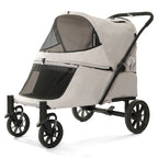 Foldable Covered Pet Stroller With Ramp For Senior Cats And Small Dogs With Mobility Issues
