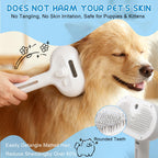 Pet Steam Brush For Cats & Dogs, Cool Mist Self-Cleaning Comb, White Cool Mist Pet Brush With Self-cleaning Hair Release, Stainless Steel Bristles And Grooming Essence For Cats And Dogs