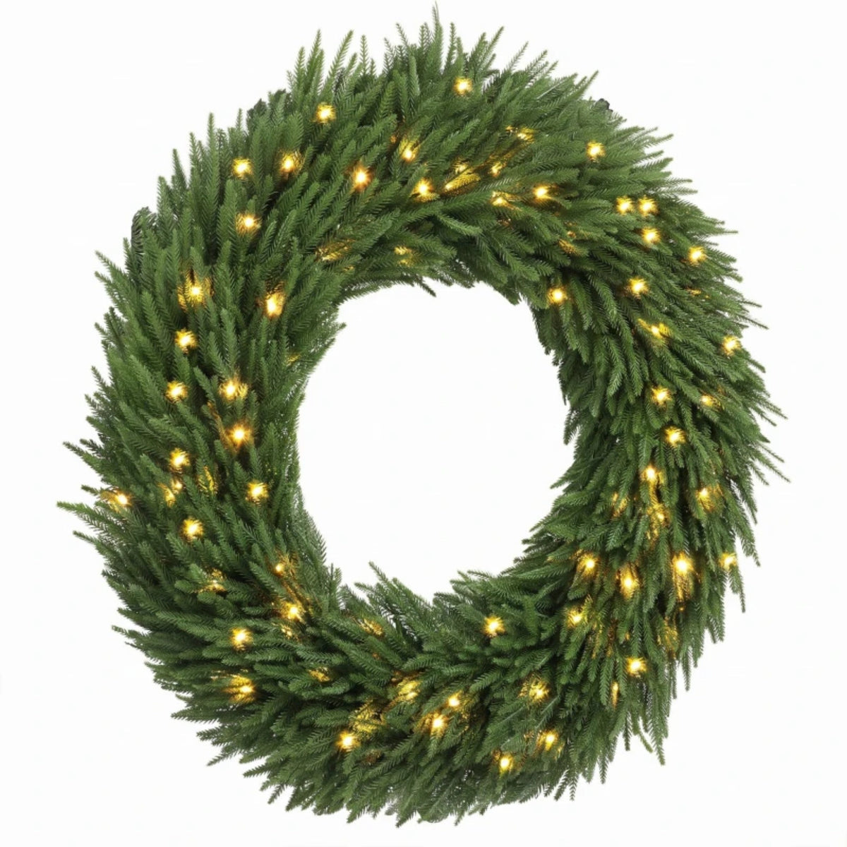 36-Inch Pre-Lit Christmas Wreath with Warm White Lights - Green HouseOfZazla