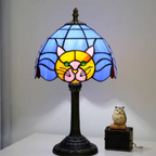Tiffany Stained Glass Black Cat Table Lamp | Vintage Art Glass Desk Light
