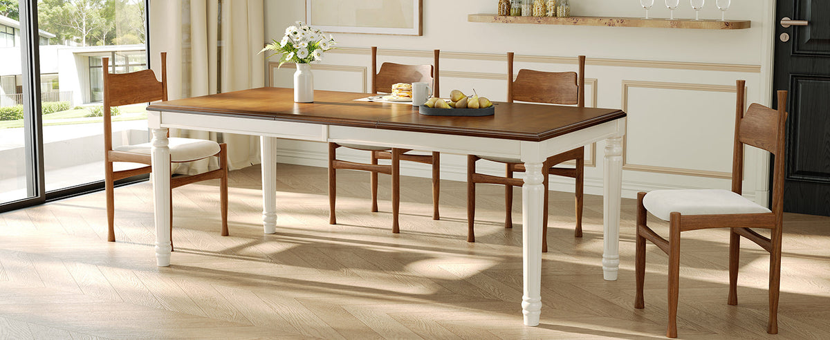 Traditional Rectangular Dining Table with Solid Wood Base - Natural Finish HouseOfZazla