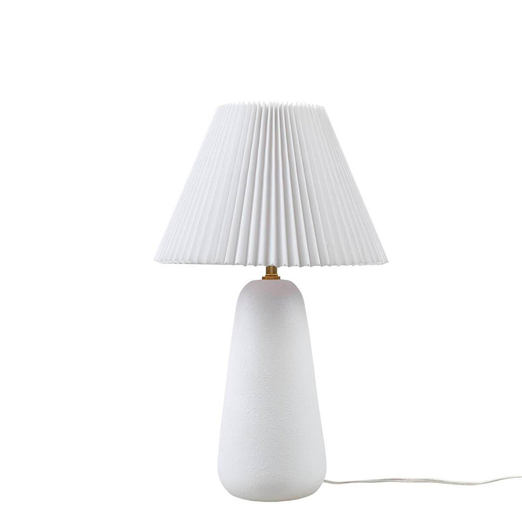 Textured Ceramic Table Lamp with Fluted Fabric Shade - White HouseOfZazla