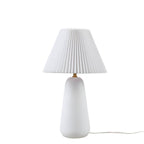 Textured Ceramic Table Lamp with Fluted Fabric Shade - White HouseOfZazla