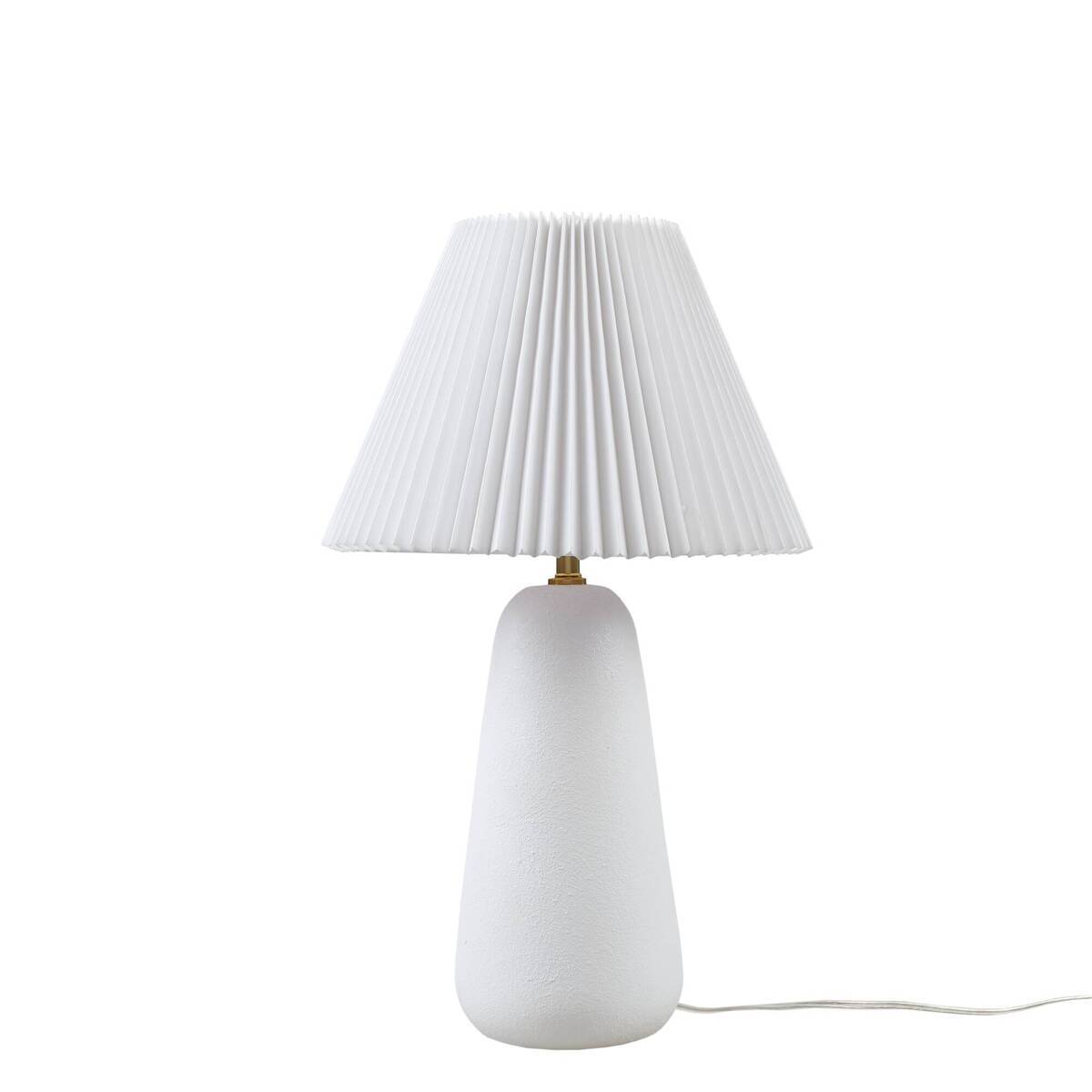 Textured Ceramic Table Lamp with Fluted Fabric Shade - White HouseOfZazla