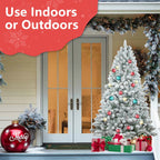 4FT Flocked Christmas Tree with Pine Cones and Snowy PVC Design