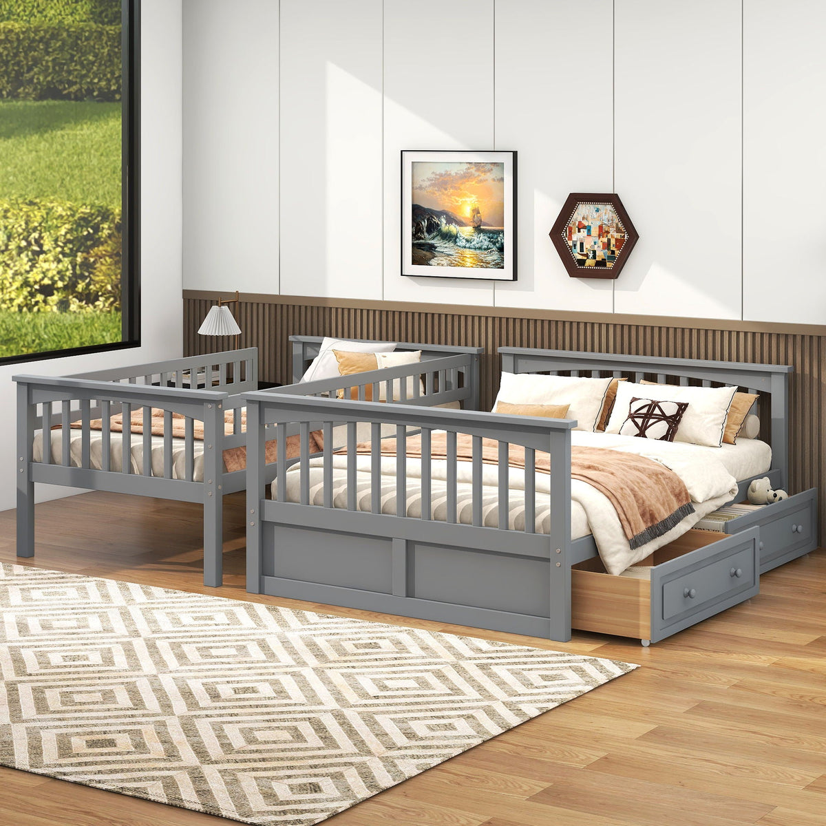 Convertible Storage Bunk Bed with Drawers - Twin Over Full HouseOfZazla