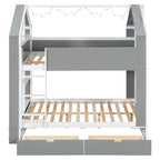 Full Size Bunk Bed with Storage Drawers & Shelves