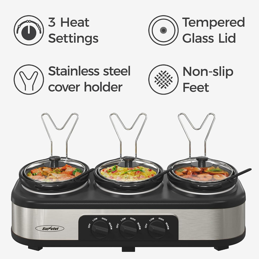 Triple Slow Cooker & Food Warmer