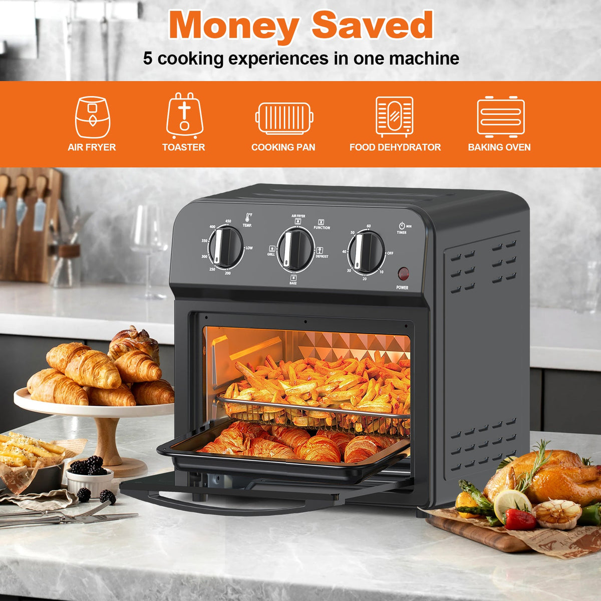 Family Size Air Fryer Toaster Oven Combo, 13QT HouseOfZazla