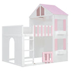 Full Over Full House Bunk Bed Space-Saving Bedroom Furniture
