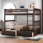 Full Over Full Bunk Bed with Drawers - Gray