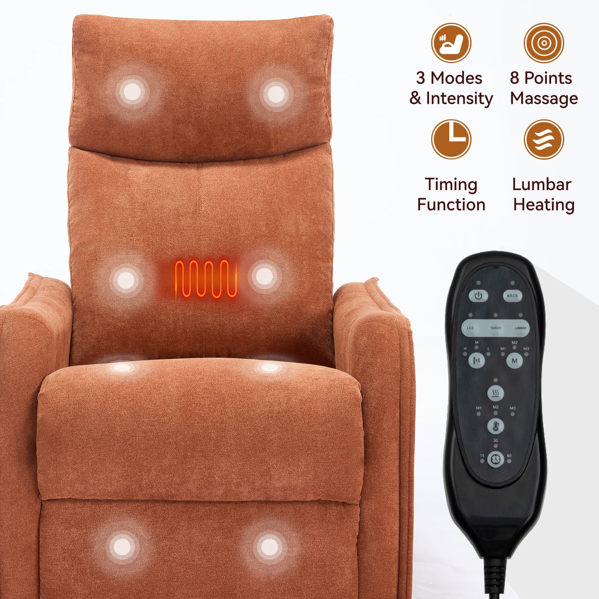 Heat Massage Manual Recliner Chair with Rocker & Swivel HouseOfZazla