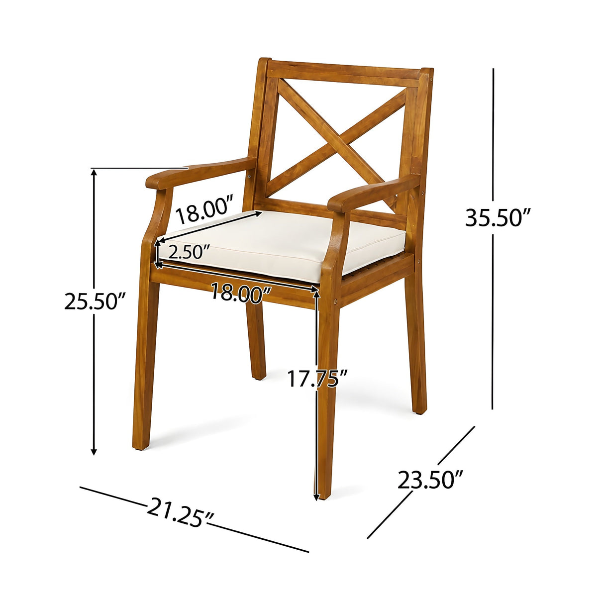 9-Piece Acacia Wood Outdoor Patio Dining Set with X-Back Chairs - Teak Finish HouseOfZazla