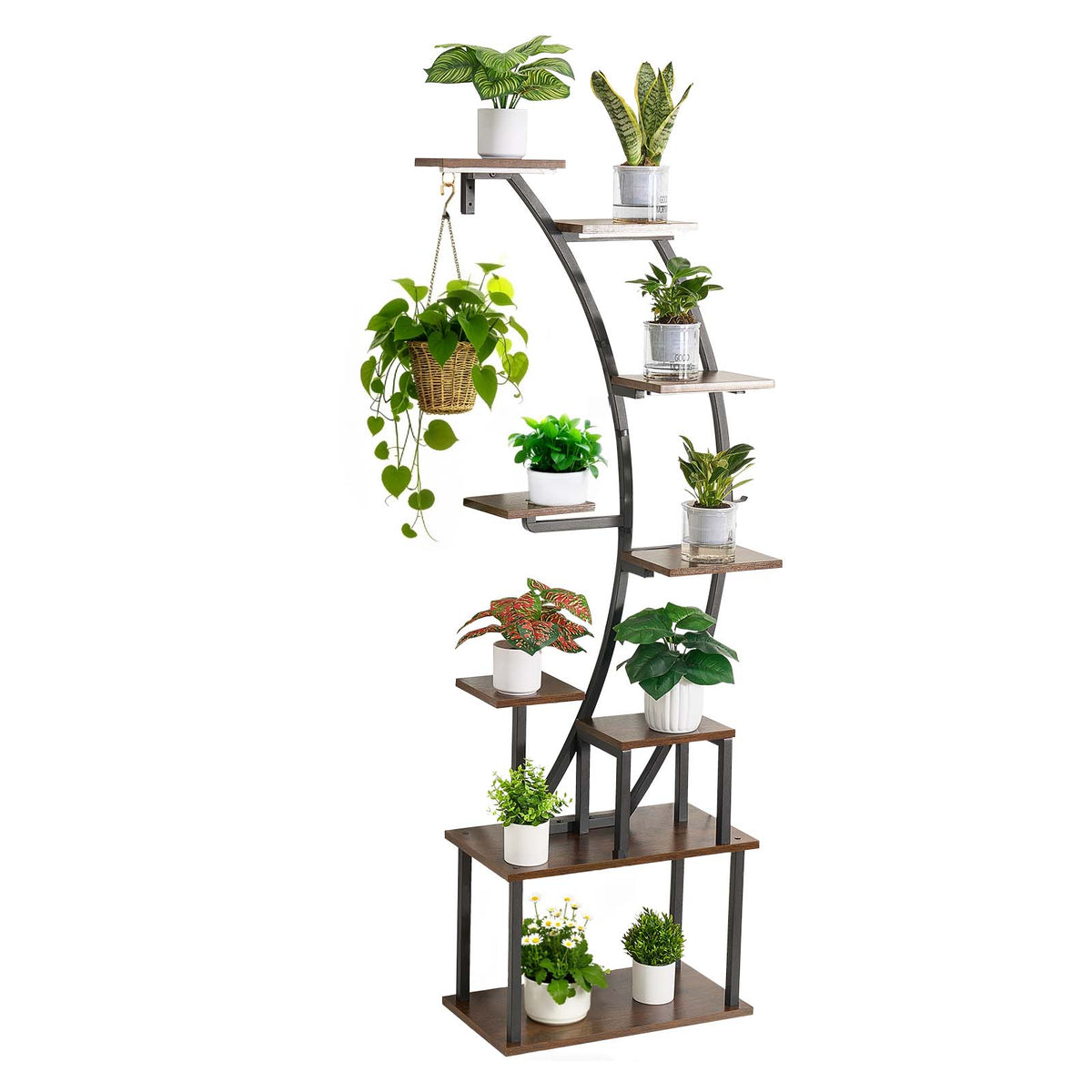 63 in Tall 9-Tier Indoor Plant Stand with Grow Lights