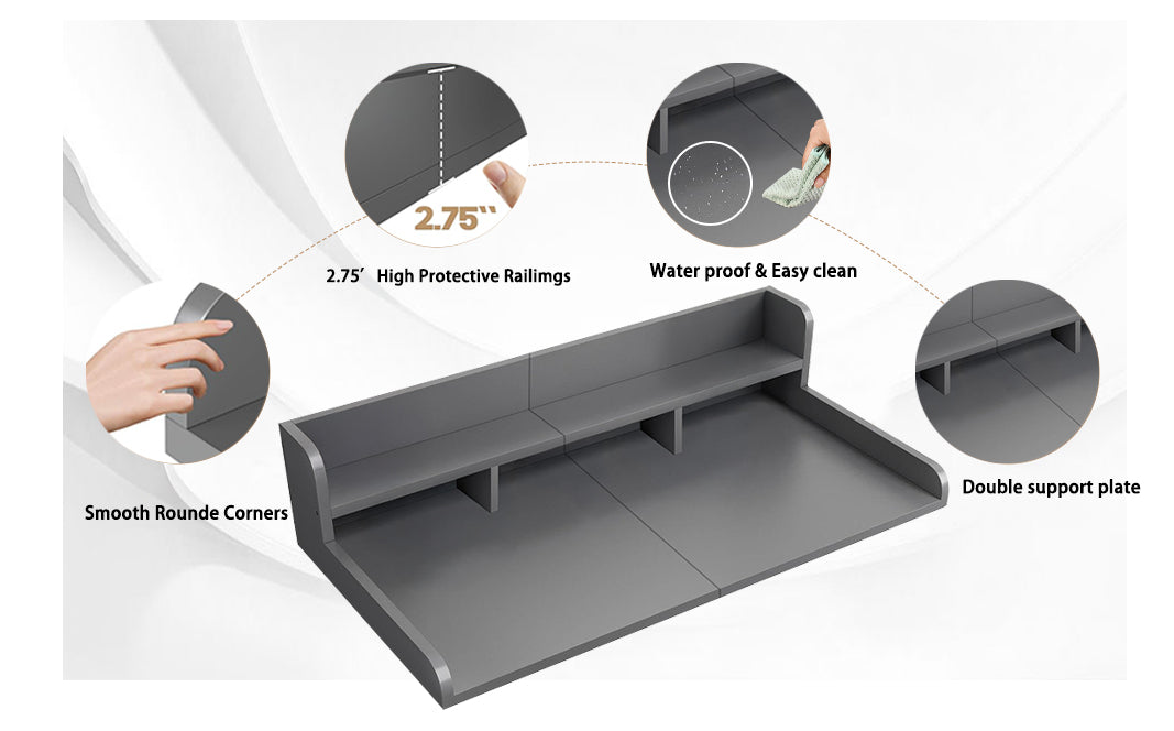 Gray Washer Dryer Countertop with Waterproof MDF and Non-slip Pads HouseOfZazla