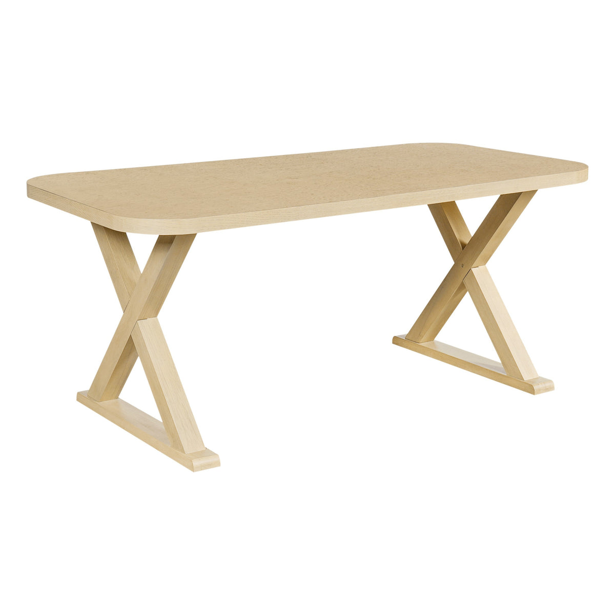 Natural Oak Veneer Dining Table with Rubber Wood Legs - Natural HouseOfZazla