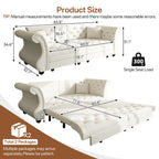 Oversized Chesterfield Pull Out Sofa Bed, Roll Arm Couch With Flower Tufting For Living Room